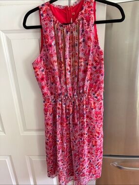 Oasis Pink Floral Sleeveless Dress with Gold Chain Tassels
